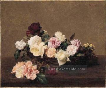  blumen - Ein Korb der Rosen Blumenmaler Henri Fantin Latour